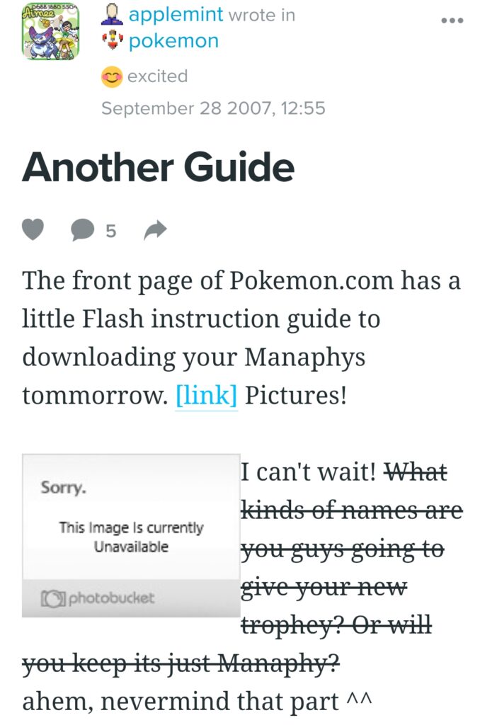 Manaphy Flash Guide Mention